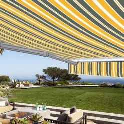 SUNNY INCH ® Store Banne Manuel Demi Coffre Pour Terrasse - Gris Jaune - Longueur 2.5 M Et Largeur 2 M - Gris Jaune -Pergola Soldes 14792253 2