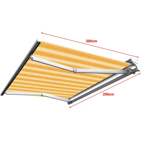 SUNNY INCH ® Store Banne Manuel Demi Coffre Pour Terrasse - Jaune Rayé - Longueur 2.5 M Et Largeur 2 M - Jaune Rayé 5 SUNNY INCH ® Store Banne Manuel Demi Coffre Pour Terrasse - Jaune Rayé - Longueur 2.5 M Et Largeur 2 M - Jaune Rayé – Image 3