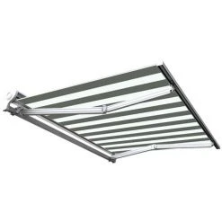 SUNNY INCH ® Store Banne Demi Coffre Motorisé Et Manuel Pour Terrasse - Blanc Gris - Longueur 2.5 M Et Largeur 2 M - Blanc Gris -Pergola Soldes 14792255 5