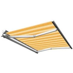 SUNNY INCH ® Store Banne Demi Coffre Motorisé Et Manuel Pour Terrasse - Jaune Rayé - Longueur 2.5 M Et Largeur 2 M - Jaune Rayé -Pergola Soldes 14792257 5