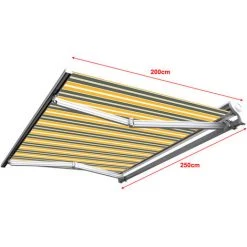 SUNNY INCH ® Store Banne Demi Coffre Motorisé Et Manuel Pour Terrasse - Gris Jaune - Longueur 2.5 M Et Largeur 2 M - Gris Jaune -Pergola Soldes 14792258 3