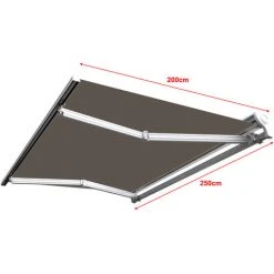 SUNNY INCH ® Store Banne Demi Coffre Motorisé Et Manuel Pour Terrasse - Taupe - Longueur 2.5 M Et Largeur 2 M - Taupe -Pergola Soldes 14792260 3