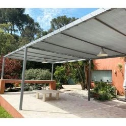 DIRECT FILET Toile D'ombrage Perméable De 6x3m à Tendre Sur Structure Pergola | Gris Platine -Pergola Soldes 14832539 5