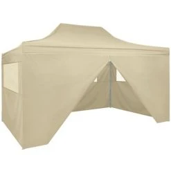 VidaXL Tente Pliable Avec 4 Parois Lateraux 3 X 4,5 M Blanc Creme -Pergola Soldes 14982840 2
