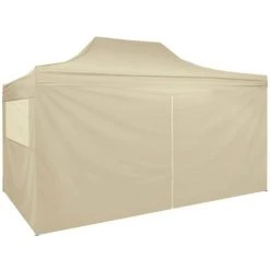 VidaXL Tente Pliable Avec 4 Parois Lateraux 3 X 4,5 M Blanc Creme -Pergola Soldes 14982840 3