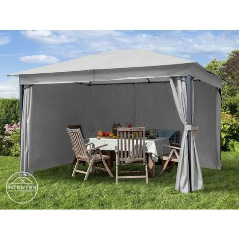 INTENT24.FR Tonnelle De Jardin 3x4 M Env. Env. 180g/m² Pavillon Avec Bâche De Toit Imperméable Tente De Jardin Avec 4 Bâches De Côté Gris Clair Tente De Réception Env. 6x6 Cm Profil - Gris 4 INTENT24.FR Tonnelle De Jardin 3x4 M Env. Env. 180g/m² Pavillon Avec Bâche De Toit Imperméable Tente De Jardin Avec 4 Bâches De Côté Gris Clair Tente De Réception Env. 6x6 Cm Profil - Gris – Image 2