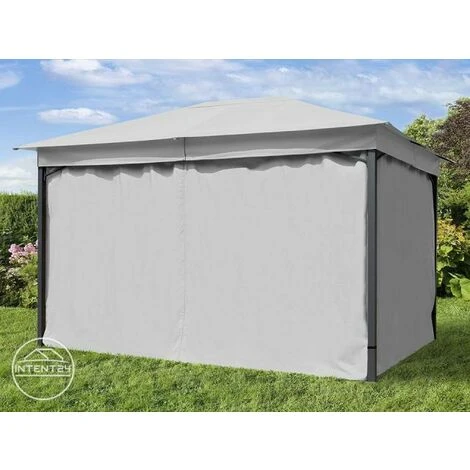 INTENT24.FR Tonnelle De Jardin 3x4 M Env. Env. 180g/m² Pavillon Avec Bâche De Toit Imperméable Tente De Jardin Avec 4 Bâches De Côté Gris Clair Tente De Réception Env. 6x6 Cm Profil - Gris 5 INTENT24.FR Tonnelle De Jardin 3x4 M Env. Env. 180g/m² Pavillon Avec Bâche De Toit Imperméable Tente De Jardin Avec 4 Bâches De Côté Gris Clair Tente De Réception Env. 6x6 Cm Profil - Gris – Image 3