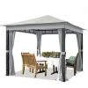 INTENT24.FR Pavillon De Jardin 3x3 M ALU Premium Env. 220g/m² Bâche Imperméable Tonnelle 4 Côtés Tente De Jardin Gris Clair Env. 9x9 Cm Profil - Gris