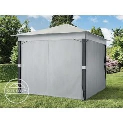 INTENT24.FR Pavillon De Jardin 3x3 M ALU Premium Env. 220g/m² Bâche Imperméable Tonnelle 4 Côtés Tente De Jardin Gris Clair Env. 9x9 Cm Profil - Gris -Pergola Soldes 15929344 3