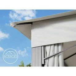 INTENT24.FR Pavillon De Jardin 3x3 M ALU Premium Env. 220g/m² Bâche Imperméable Tonnelle 4 Côtés Tente De Jardin Gris Clair Env. 9x9 Cm Profil - Gris -Pergola Soldes 15929344 4