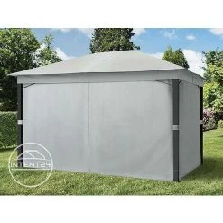 INTENT24.FR Pavillon De Jardin 3x4 M ALU Premium Env. 220g/m² Bâche Imperméable Tonnelle 4 Côtés Tente De Jardin Gris Clair Env. 9x9 Cm Profil - Gris -Pergola Soldes 15929346 3