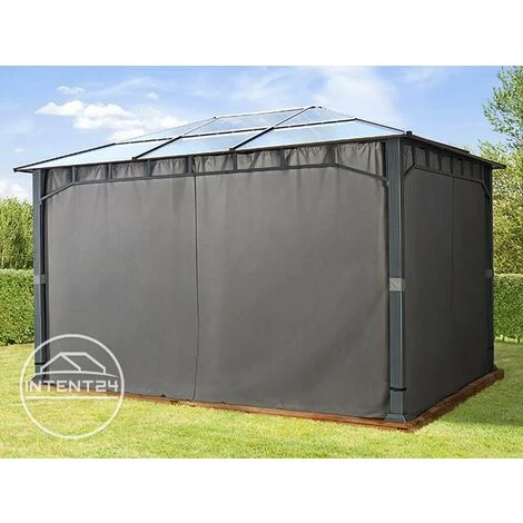 INTENT24.FR Pavillon De Jardin 3x4 M Imperméable Toit En Polycarbonate ALU DELUXE Tonnelle 8mm Pavillon 4 Côtés Partie Tente Gris Env. 9x9 Cm Profil - Gris 5 INTENT24.FR Pavillon De Jardin 3x4 M Imperméable Toit En Polycarbonate ALU DELUXE Tonnelle 8mm Pavillon 4 Côtés Partie Tente Gris Env. 9x9 Cm Profil - Gris – Image 3