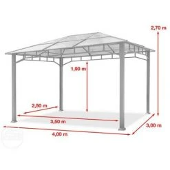 INTENT24.FR Pavillon De Jardin 3x4 M Imperméable Toit En Polycarbonate ALU DELUXE Tonnelle 8mm Pavillon 4 Côtés Partie Tente Gris Env. 9x9 Cm Profil - Gris 11 INTENT24.FR Pavillon De Jardin 3x4 M Imperméable Toit En Polycarbonate ALU DELUXE Tonnelle 8mm Pavillon 4 Côtés Partie Tente Gris Env. 9x9 Cm Profil - Gris -Pergola Soldes 15929350 5