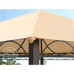 INTENT24.FR Pavillon De Jardin 3x3 M Tonnelle Premium Imperméable Tente De Jardin 4 Côtés Bâche De Toit Env. 220g/m² Tente De Réception Taupe - Taupe -Pergola Soldes 15929357 4