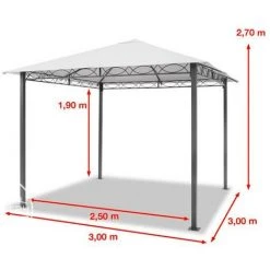 INTENT24.FR Pavillon De Jardin 3x3 M Tonnelle Premium Imperméable Tente De Jardin 4 Côtés Bâche De Toit Env. 220g/m² Tente De Réception Taupe - Taupe -Pergola Soldes 15929357 5