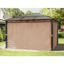 INTENT24.FR Pavillon De Jardin 3x4 M Tonnelle ALU Deluxe Imperméable Tente De Réception 4 Côtés En Toit En PC - Taupe -Pergola Soldes 15929361 3