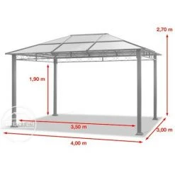 INTENT24.FR Pavillon De Jardin 3x4 M Tonnelle ALU Deluxe Imperméable Tente De Réception 4 Côtés En Toit En PC - Taupe -Pergola Soldes 15929361 5