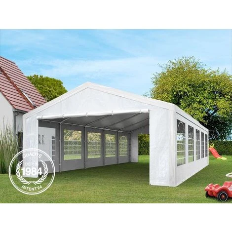 INTENT24.FR Tente De Réception 5x8 M Pavillon Blanc Bâche PE épaisse D'env.180g/m² Imperméable Tente De Jardin - Blanc 4 INTENT24.FR Tente De Réception 5x8 M Pavillon Blanc Bâche PE épaisse D'env.180g/m² Imperméable Tente De Jardin - Blanc – Image 2