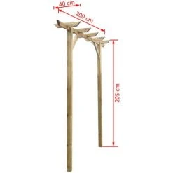 VidaXL Pergola De Jardin 200 X 40 X 205 Cm Bois - Brun -Pergola Soldes 1608774 4