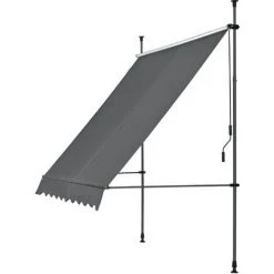 Store Banne Manuel Auvent Téléscopique 300 X 120 X 200-300 Cm Gris [pro.tec] -Pergola Soldes 16436431 3