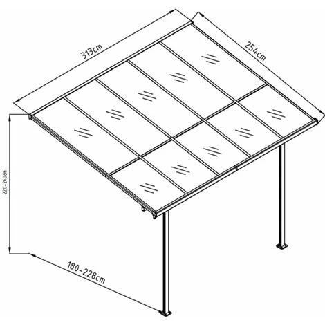 Pergola Gardiun Elliot - 8 M² 313x254x220/260 Cm Aluminium Et Polycarbonate 7 Pergola Gardiun Elliot - 8 M² 313x254x220/260 Cm Aluminium Et Polycarbonate – Image 5