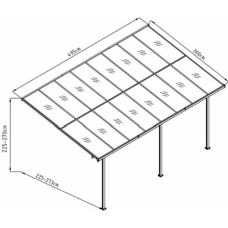 Pergola Gardiun Elliot - 15 M² 495x300x225/270 Cm Aluminium Et Polycarbonate 6 Pergola Gardiun Elliot - 15 M² 495x300x225/270 Cm Aluminium Et Polycarbonate – Image 4