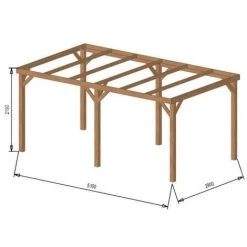 WMU Pergola Bois Avec Bandeau |15 M2 - 3 X 5 | Autoportante - Origine France - (Option 1 - Sans Visserie Et Pieds)