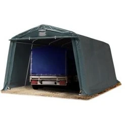 INTENT24.FR Abri/Tente Garage PREMIUM 3,3 X 4,8 M Pour Voiture Et Bateau - Toile PVC Env. 500g/m² Imperméable Vert Fonce - Vert