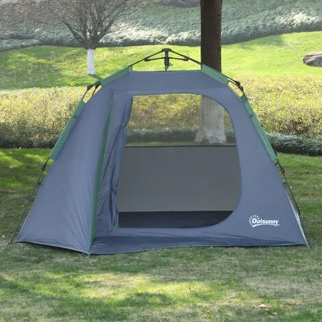 Outsunny Tente Pop Up Montage Instantané - Tente De Camping Familiale 3 Pers. - Grande Porte + 3 Fenêtres - Dim. 2,5L X 1,94l X 1,6H M Fibre Verre Polyester Oxford Bleu Vert - Vert 6 Outsunny Tente Pop Up Montage Instantané - Tente De Camping Familiale 3 Pers. - Grande Porte + 3 Fenêtres - Dim. 2,5L X 1,94l X 1,6H M Fibre Verre Polyester Oxford Bleu Vert - Vert – Image 4