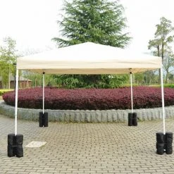 HOMCOM Lot 4 Sacs De Lestage De Fixation Pour Tonnelle Parasol Pavillon Volume Max. 15kg Noir - Gris -Pergola Soldes 17698607 5