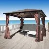 VidaXL Belvédère Avec Rideau Aluminium Marron 300 X 300 Cm - Brun -Pergola Soldes 1776740 1