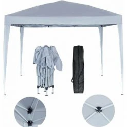 HABITAT ET JARDIN Tonnelle De Jardin Pliante "Svetlana 3" - 9 M² - 3 X 3 M - Blanc - Blanc.