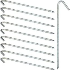 Relaxdays Piquets De Fixation Sol XL, Sardines, Lot De 10, Acier Galvanisé, Tente, 39 Cm, Acier électrozingué, Argenté