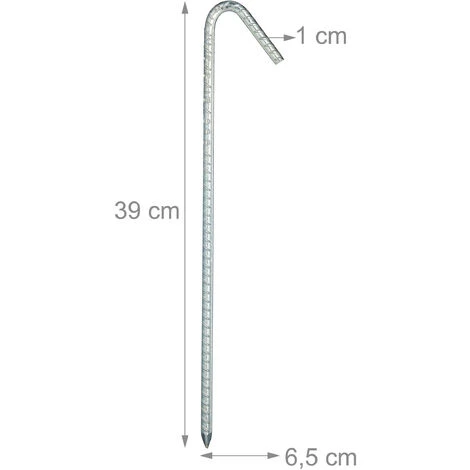 Relaxdays Piquets De Fixation Sol XL, Sardines, Lot De 10, Acier Galvanisé, Tente, 39 Cm, Acier électrozingué, Argenté 7 Relaxdays Piquets De Fixation Sol XL, Sardines, Lot De 10, Acier Galvanisé, Tente, 39 Cm, Acier électrozingué, Argenté – Image 5