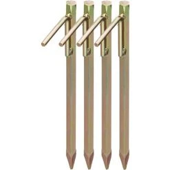 Relaxdays Piquets De Fixation Sol XL, Lot De 4, Acier Galvanisé, Sardines Tente, Bâche, Tonnelle, 30,5 Cm De Haut, Doré