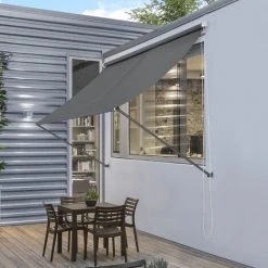 Brise-soleil Malage Rétractable Structure En Acier 400 X 120 Cm Gris [pro.tec]