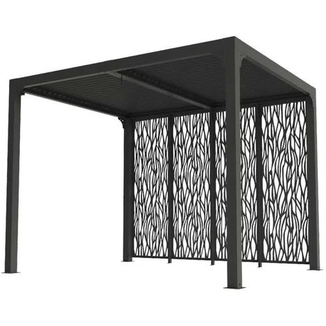 Habrita Pergola Bioclimatique En Aluminium + 4 Panneaux - 7,20 M2 - Toit En Lames Mobiles - Gris Anthracite 3 Habrita Pergola Bioclimatique En Aluminium + 4 Panneaux - 7,20 M2 - Toit En Lames Mobiles - Gris Anthracite