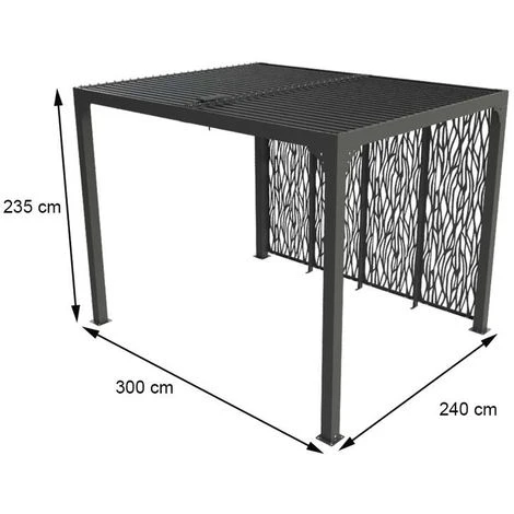 Habrita Pergola Bioclimatique En Aluminium + 4 Panneaux - 7,20 M2 - Toit En Lames Mobiles - Gris Anthracite 4 Habrita Pergola Bioclimatique En Aluminium + 4 Panneaux - 7,20 M2 - Toit En Lames Mobiles - Gris Anthracite – Image 2