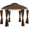 HELLOSHOP26 Tonnelle Abri De Jardin Diamètre 3,5 M Marron - Marron 2 HELLOSHOP26 Tonnelle Abri De Jardin Diamètre 3,5 M Marron - Marron -Pergola Soldes 17988307 1