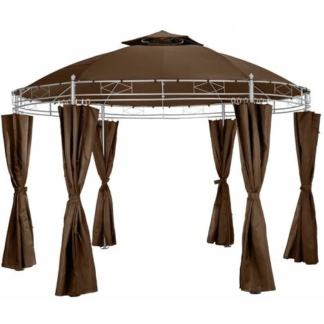 HELLOSHOP26 Tonnelle Abri De Jardin Diamètre 3,5 M Marron - Marron 3 HELLOSHOP26 Tonnelle Abri De Jardin Diamètre 3,5 M Marron - Marron