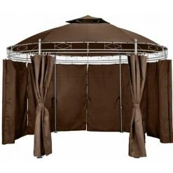 HELLOSHOP26 Tonnelle Abri De Jardin Diamètre 3,5 M Marron - Marron 8 HELLOSHOP26 Tonnelle Abri De Jardin Diamètre 3,5 M Marron - Marron -Pergola Soldes 17988307 2