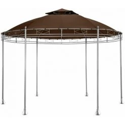 HELLOSHOP26 Tonnelle Abri De Jardin Diamètre 3,5 M Marron - Marron 9 HELLOSHOP26 Tonnelle Abri De Jardin Diamètre 3,5 M Marron - Marron -Pergola Soldes 17988307 3