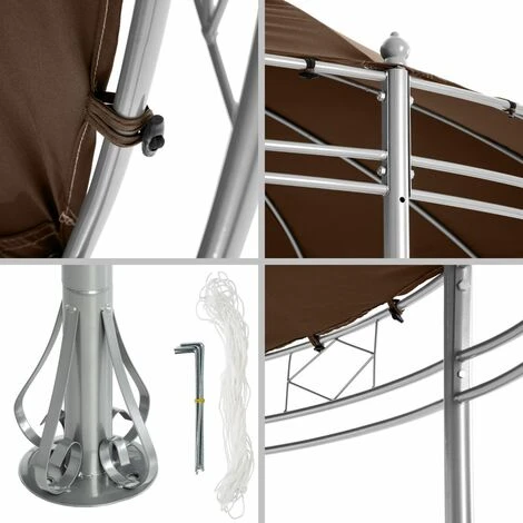 HELLOSHOP26 Tonnelle Abri De Jardin Diamètre 3,5 M Marron - Marron 7 HELLOSHOP26 Tonnelle Abri De Jardin Diamètre 3,5 M Marron - Marron – Image 5