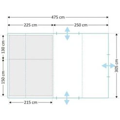 CampFeuer Tente Tunnel "TunnelX" | Bleu / Gris | Grande Tente Familiale -Pergola Soldes 18086848 3