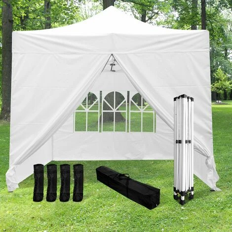 SKY LANTERN Tonnelle De Jardin Pliable 3x3 M 520D (320g/m2) + 4 Paroies Blanches + Kit De Lestage - Tonnelle Barnum Pliant Et Avec 4 Murs En Toile - Tente Pagode Pliable Imperméable Pour Reception Extérieure - Blanc 3 SKY LANTERN Tonnelle De Jardin Pliable 3x3 M 520D (320g/m2) + 4 Paroies Blanches + Kit De Lestage - Tonnelle Barnum Pliant Et Avec 4 Murs En Toile - Tente Pagode Pliable Imperméable Pour Reception Extérieure - Blanc