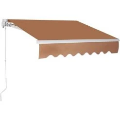 COSTWAY Store Banne Auvent De Terrasse Rétractable Manuel De 2,5 M X 2 M Cadre En Aluminium Et Manivelle Beige