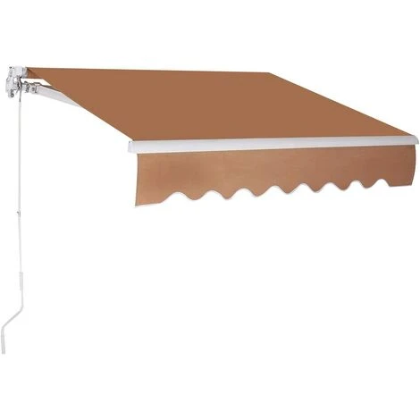 COSTWAY Store Banne Auvent De Terrasse Rétractable Manuel De 2,5 M X 2 M Cadre En Aluminium Et Manivelle Beige 3 COSTWAY Store Banne Auvent De Terrasse Rétractable Manuel De 2,5 M X 2 M Cadre En Aluminium Et Manivelle Beige