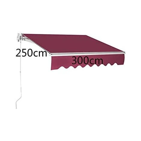 COSTWAY Store Banne Rétractable 3 X 2,5M Avec Tissu Résistant Aux UV Et à L'Eau, Cadre En Aluminium Pour Terrasse,Balcon Vin Rouge 7 COSTWAY Store Banne Rétractable 3 X 2,5M Avec Tissu Résistant Aux UV Et à L'Eau, Cadre En Aluminium Pour Terrasse,Balcon Vin Rouge – Image 5