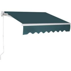 COSTWAY Store Banne Rétractable 3 X 2,5M Avec Tissu Résistant Aux UV Et à L'Eau, Cadre En Aluminium Pour Terrasse,Balcon Vert