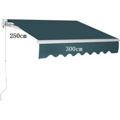COSTWAY Store Banne Rétractable 3 X 2,5M Avec Tissu Résistant Aux UV Et à L'Eau, Cadre En Aluminium Pour Terrasse,Balcon Vert -Pergola Soldes 18154322 5